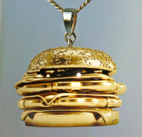 Gold Chicken Sandwich pendant